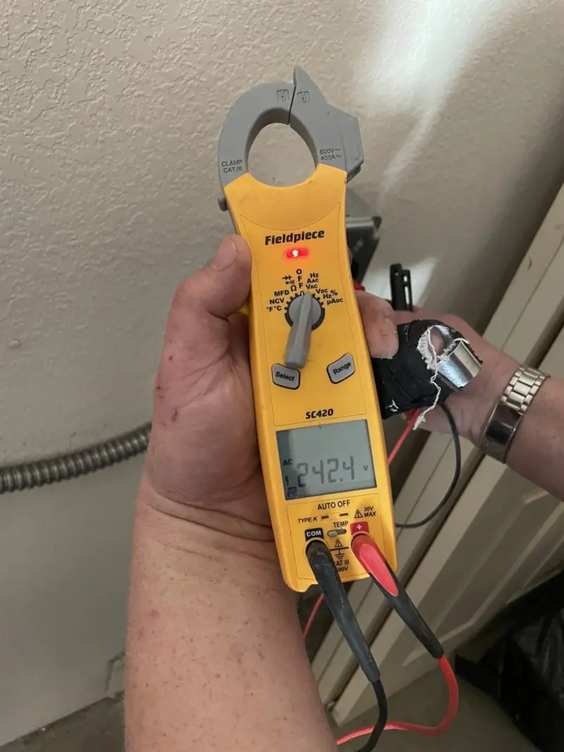 Voltage testing with clamp meter during Circuit Breaker Repair in Fanwood